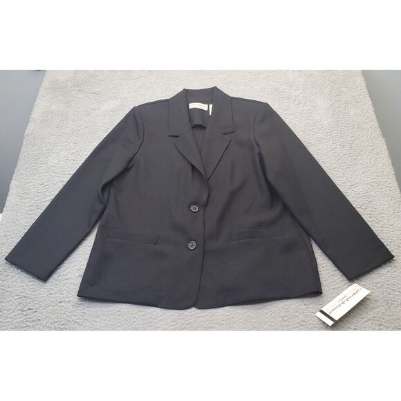 Alfred‎ Dunner Blazer Jacket Womens Petite 12 Black Single Breasted Two Button - Picture 1 of 6